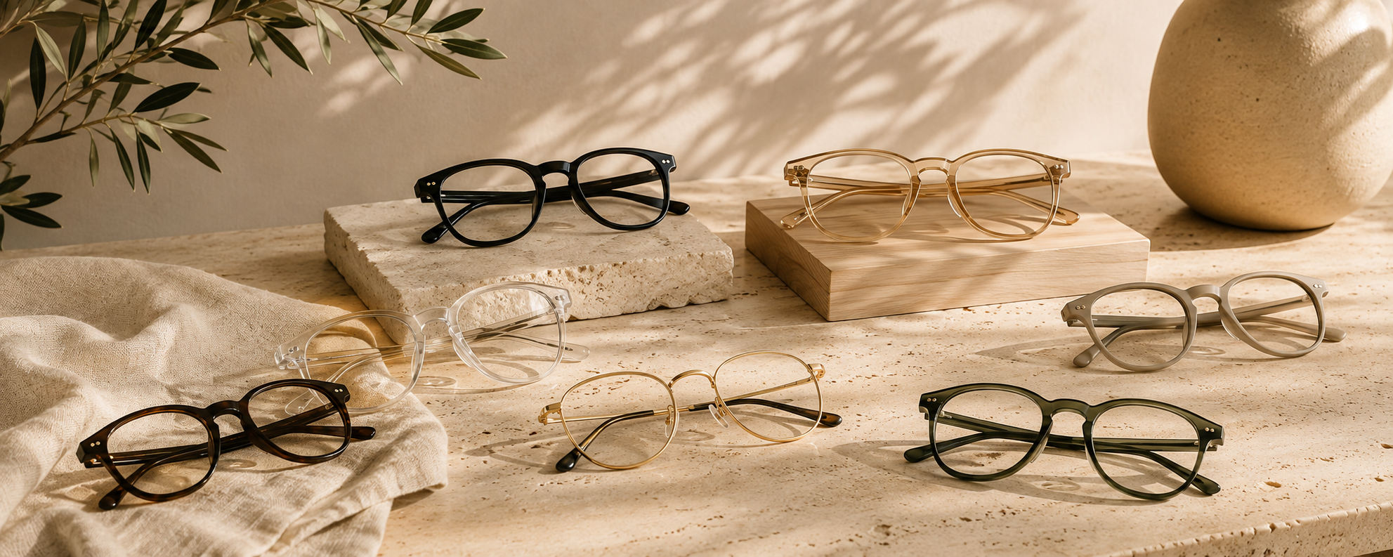 Colección de lentes DS en una composición editorial