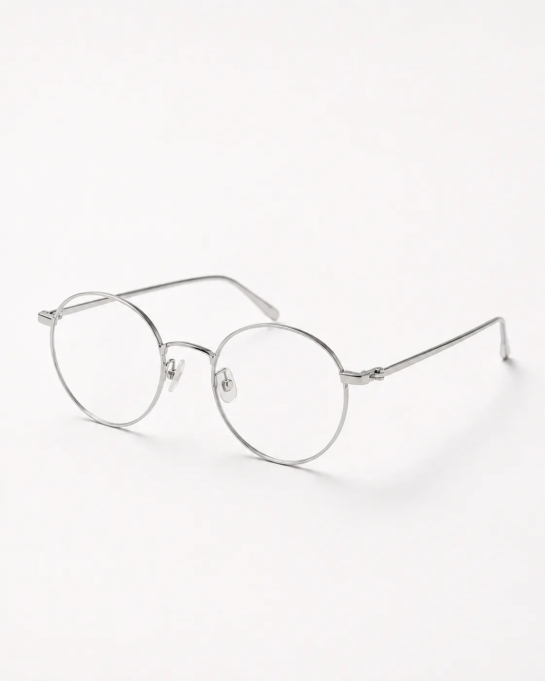 Lentes redondo plateado vistos de frente