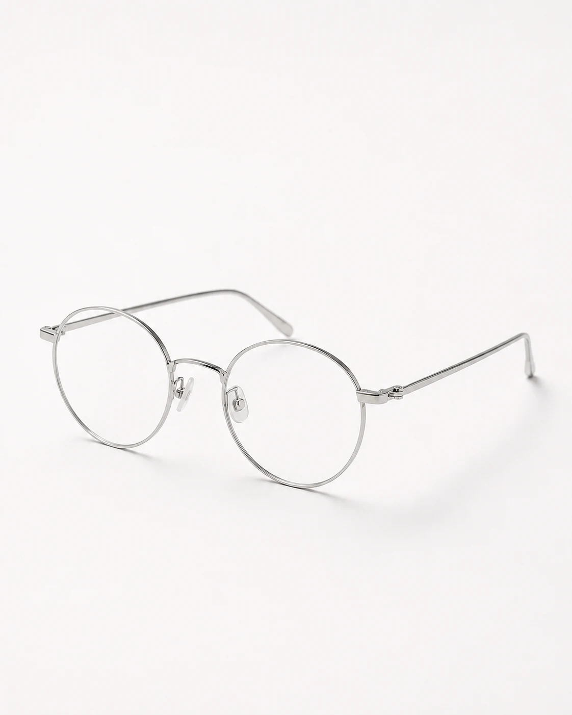 Lentes redondo plateado vistos de frente