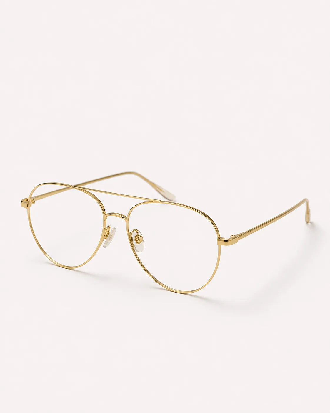 Lentes aviador metálico dorado vistos de frente