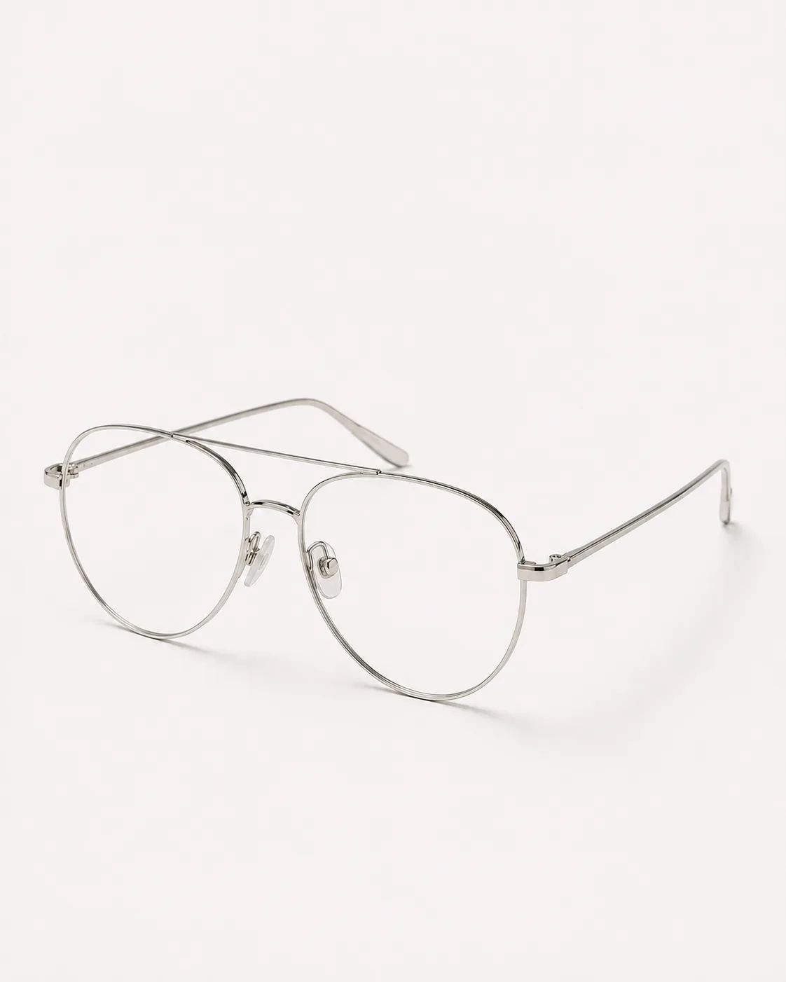 Lentes aviador plateado vistos de frente