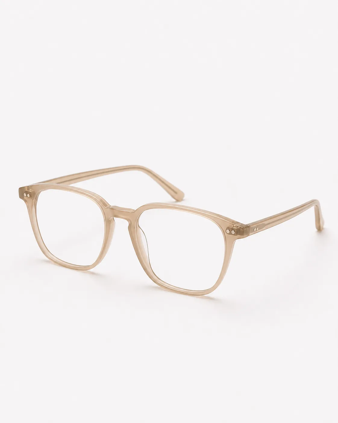 Lentes acetato fino beige vistos de frente